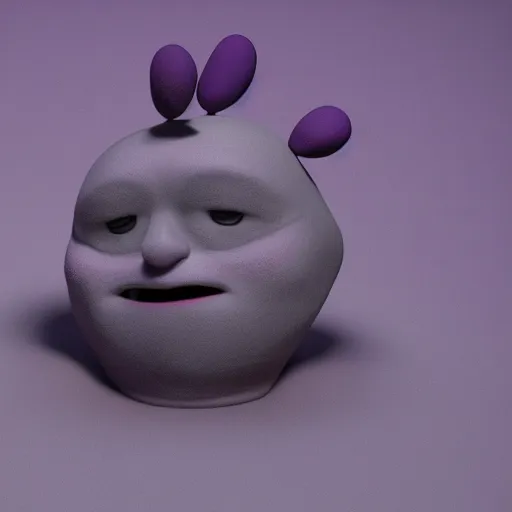 Prompt: purple clay homunculi staring at the camera, cute, octane render