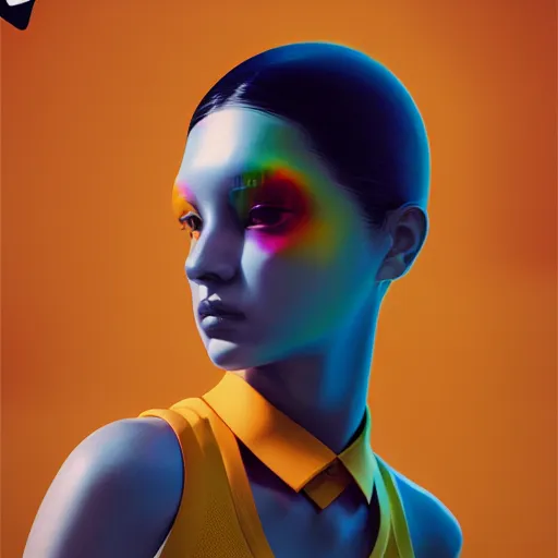 Image similar to abstract 3d female in a modern nike suite age 14 by james jean and Jason Chan, rendering, redshift, octane