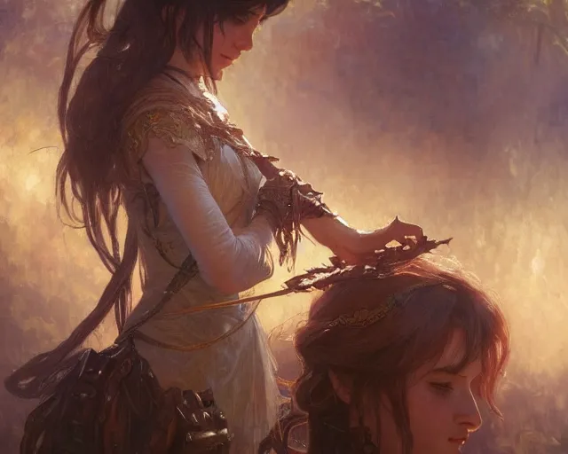 Prompt: photography of frederick mccubbin, deep focus, d & d and mtg, fantasy, intricate, elegant, highly detailed, digital painting, artstation, concept art, matte, sharp focus, illustration, hearthstone, art by artgerm and greg rutkowski and alphonse mucha