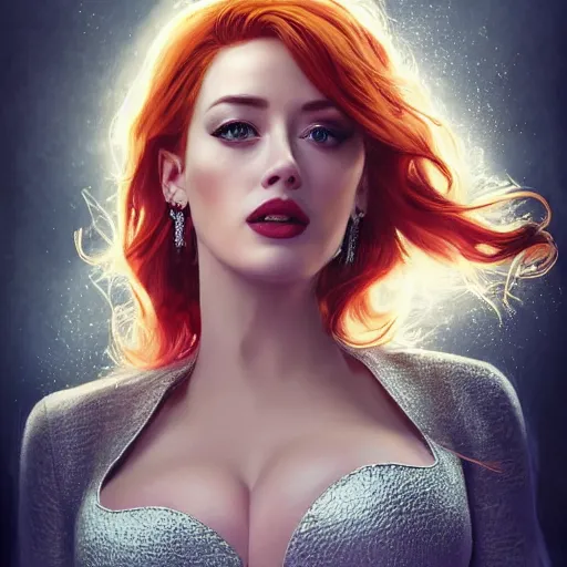 Prompt: photo of a gorgeous christina hendricks / amber heard hybrid in the style of stefan kostic, realistic, professionally, professionally color graded, half body shot, sharp focus, 8 k high definition, insanely detailed, intricate, elegant, art by stanley lau and artgerm