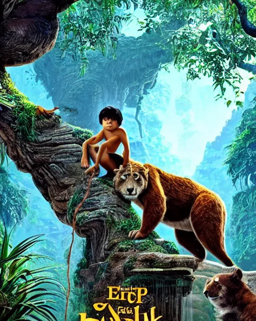 Prompt: still from the jungle book if made by elon musk and bill gates, portrait, illustration, rim light, top light, summer clear blue sky, perfectly shaded, soft painting, epic, intricate, art