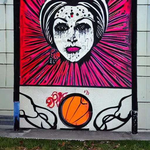 Image similar to transylvanian folk art, in the style of graffiti, made by shepard fairey