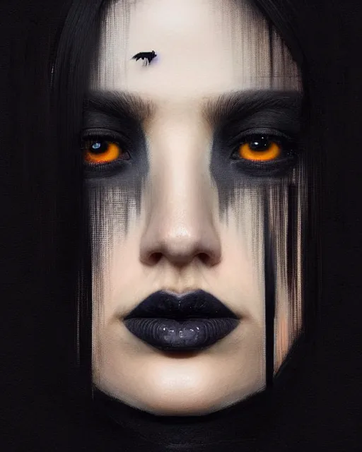 Prompt: ( ( ( portrait of crow ) ) ), zoom, rule of thirds, intricate, attractive, symmetrical!!, makeup, loreal, maybelline, sephora, loreal, artstation, art by greg rutkowski and gonzalo ordonez arias, and artgerm, filmic, vsco, moody, gotham, concept art, cg society