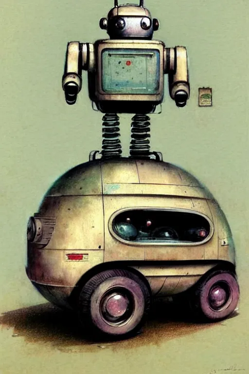 Image similar to ( ( ( ( ( 1 9 5 0 s retro future android robot fat robot pig wagon. muted colors., ) ) ) ) ) by jean - baptiste monge,!!!!!!!!!!!!!!!!!!!!!!!!!