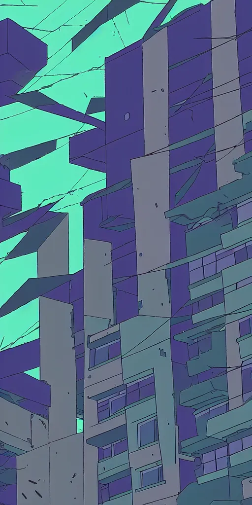 Image similar to evangelion unit 0 1 pallete, zoom shot, telephoto lens, low aperture street level, buildings collapsed