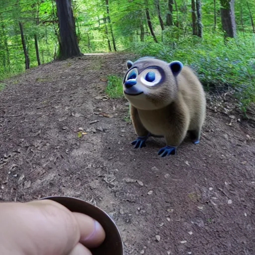 Prompt: Tom Nook trail cam footage