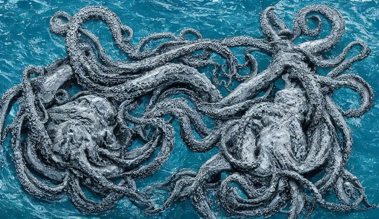 Image similar to kraken in the middle of the sea, hd, hdr, 8 k