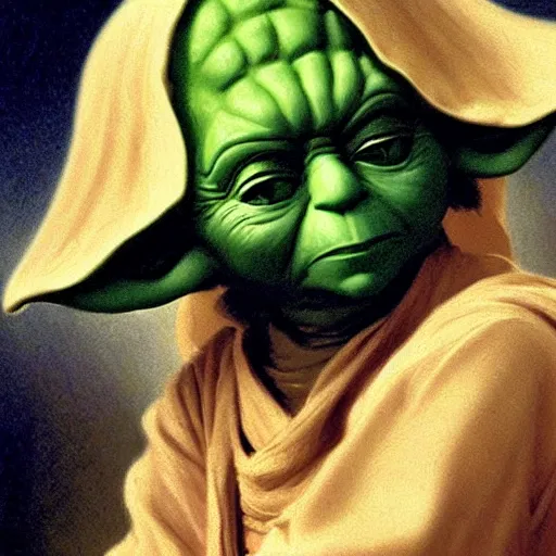 Image similar to Painting of Yoda. Art by william adolphe bouguereau. During golden hour. Extremely detailed. Beautiful. 4K. Award winning.