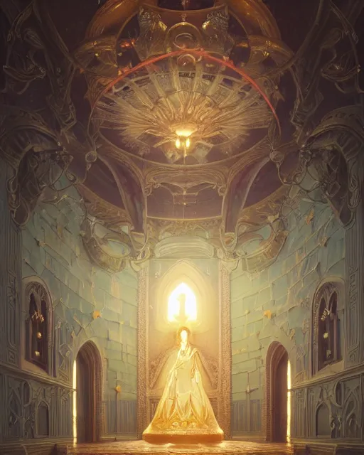 Image similar to highly detailed surreal vfx portrait of a blessed shield in a majestic castle by golden tree, stephen bliss, unreal engine, greg rutkowski, loish, rhads, beeple, makoto shinkai and lois van baarle, ilya kuvshinov, rossdraws, tom bagshaw, alphonse mucha, global illumination, detailed and intricate environment