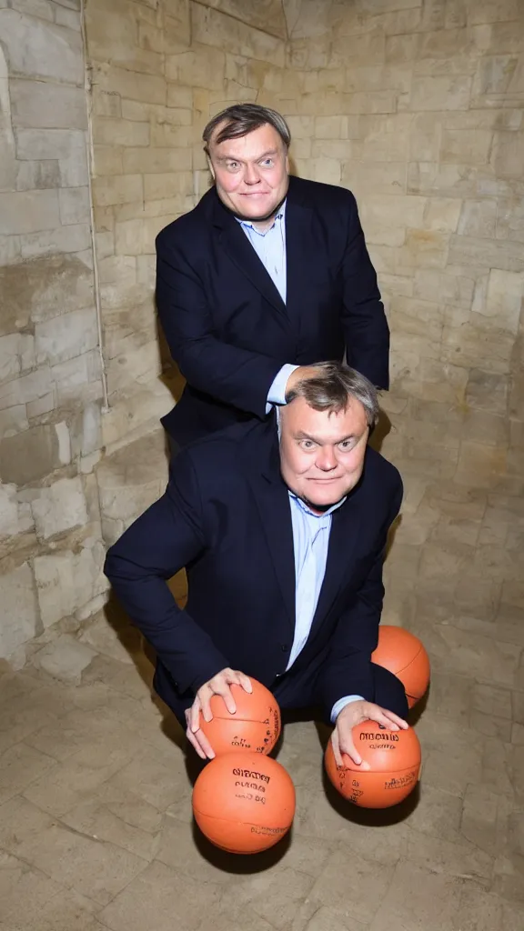 Image similar to ed balls, holding balls