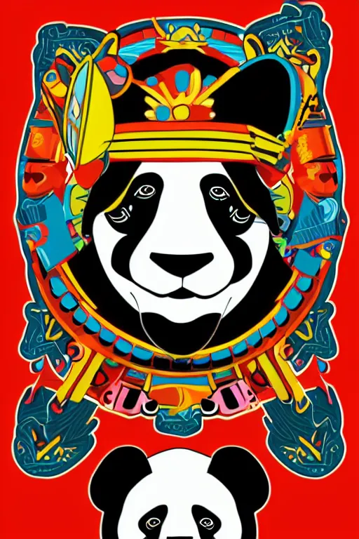 Image similar to Portrait of a panda as a Mexican wrestler, sticker, colorful, illustration, highly detailed, simple, smooth and clean vector curves, no jagged lines, vector art, smooth