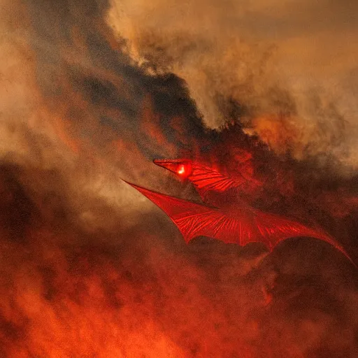 Image similar to red dragon blocking black smoke by rj palmer