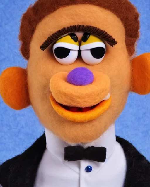 Image similar to adin ross as a muppet. highly detailed felt. hyper real photo. 4 k.