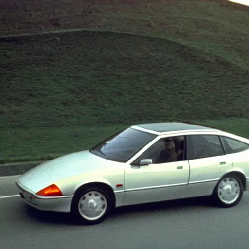 Prompt: a Tesla car in 1990