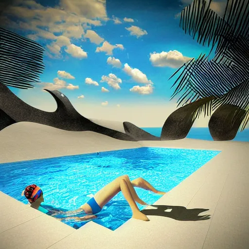 Image similar to surrealism swimming pool with nobody