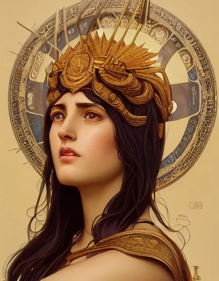 Prompt: athena goddess of wisdom, realistic portrait, symmetrical, highly detailed, digital painting, artstation, concept art, smooth, sharp focus, illustration, cinematic lighting, strength, art by artgerm and greg rutkowski and alphonse mucha and louis theophile hingre