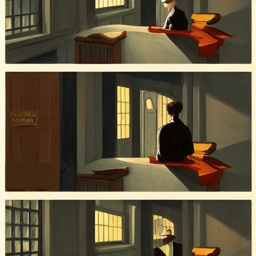 Prompt: Harry Potter in the style of Edward Hopper