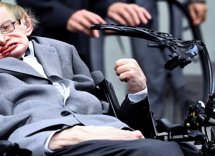 Image similar to stephen hawking is riding a bicycle, editorial footage