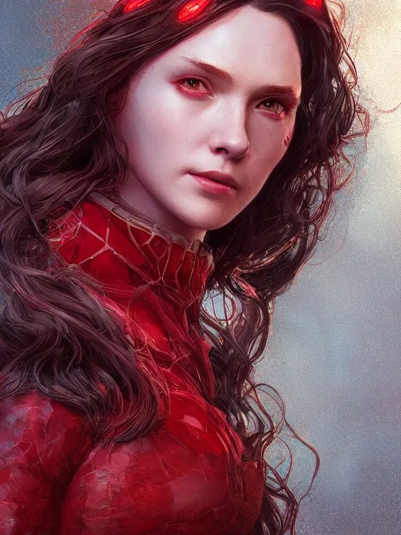 Prompt: wanda, scarlet witch, au naturel, hyper detailed, digital art, trending in artstation, cinematic lighting, studio quality, smooth render, unreal engine 5 rendered, octane rendered, art style by klimt and nixeu and ian sprigger and wlop and krenz cushart