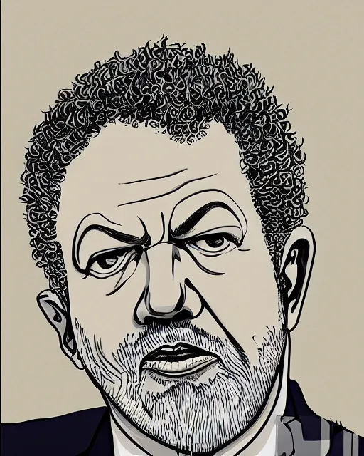 Image similar to Luiz Inacio Lula da Silva portrait by Hirohiko Araki, Araki style, JJBA, anime