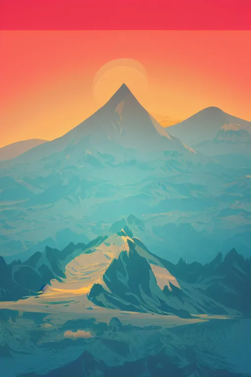 Image similar to sunrise mountain water vector illustration digital art by james gilleard trending on artstation