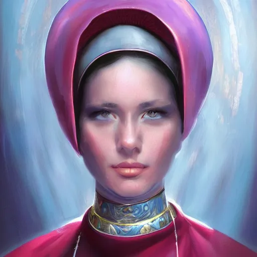 Image similar to female pope, an oil painting by ross tran and thomas kincade