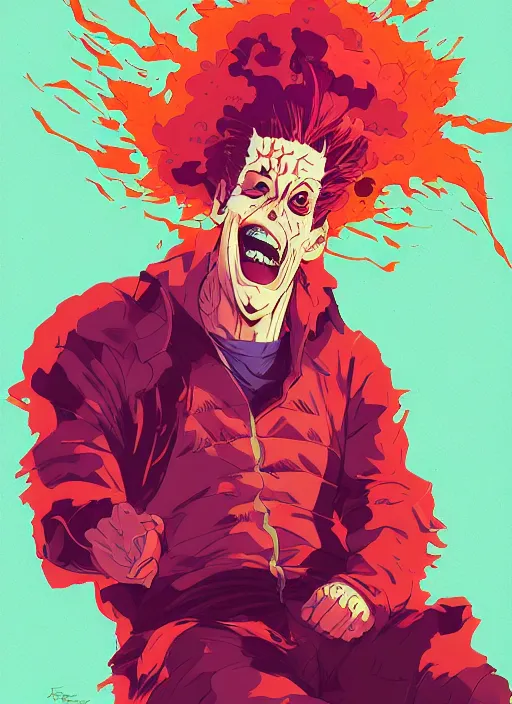 Prompt: delirium face portrait of hisoka by petros afshar, tom whalen, laurie greasley