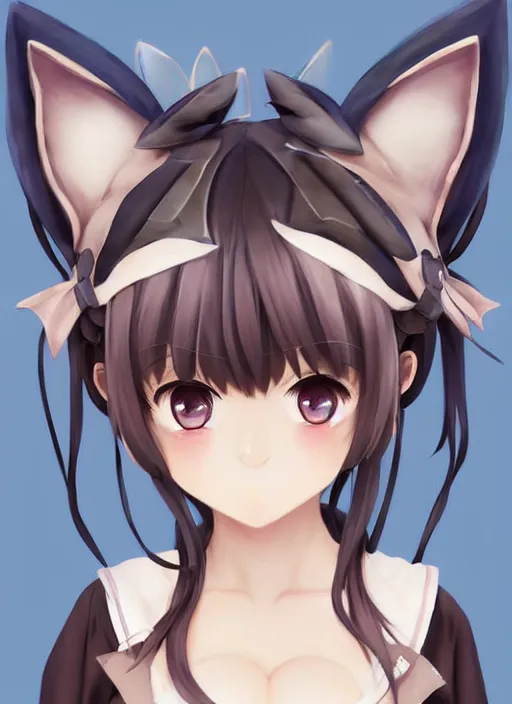 Image similar to nekopara fantastically detailed eyes cute girl portrait with fantastically detailed cat ears!!!!!!!!!!!! dressed like a cat modern anime style, made by Laica chrose, Mina Petrovic, Ross Tran, WLOP, Ruan Jia and Artgerm, Range Murata and William-Adolphe Bouguereau, Cell shading modern anime trending professional digital art unreal Engine Fantasy Illustration. award winning, Artstation, intricate details, realistic, Hyperdetailed, 8k resolution