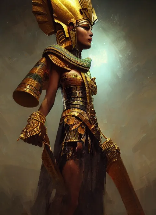 Image similar to egyptian god, powerfull, intricate, elegant, volumetric lighting, digital painting, highly detailed, artstation, sharp focus, illustration, ruan jia, rutkowski