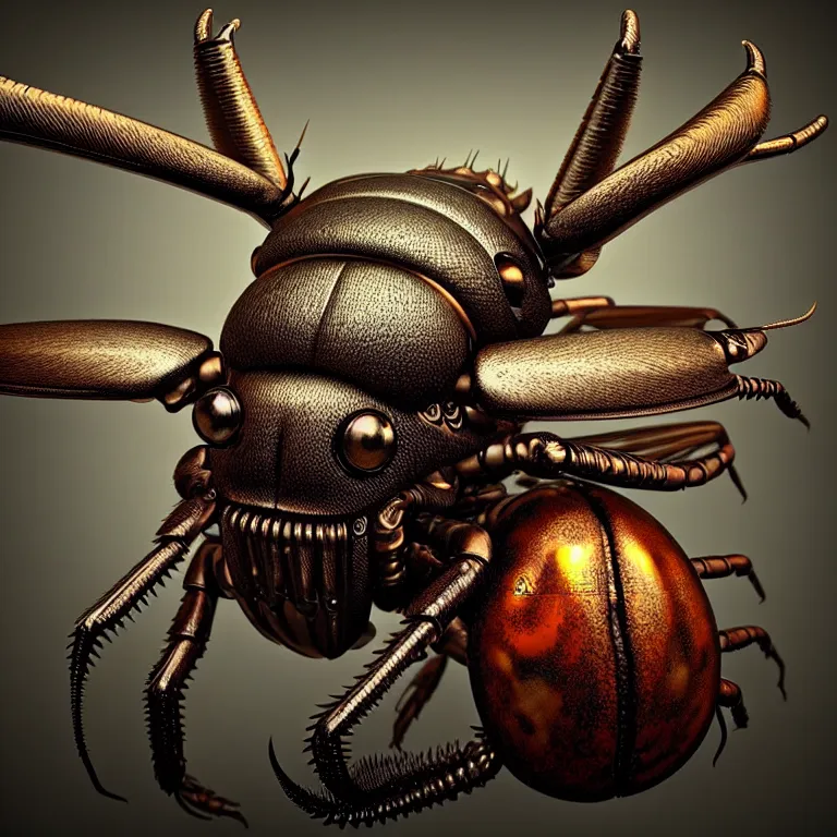 Image similar to steampunk stag beetle, biomechanical, 3 d model, unreal engine realistic render, 8 k, micro detail, intricate, elegant, highly detailed, centered, digital painting, smooth, sharp focus, illustration, artgerm, tomasz alen kopera, by wlop