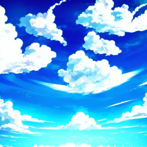 Prompt: epic anime clouds, high colored, blue sky