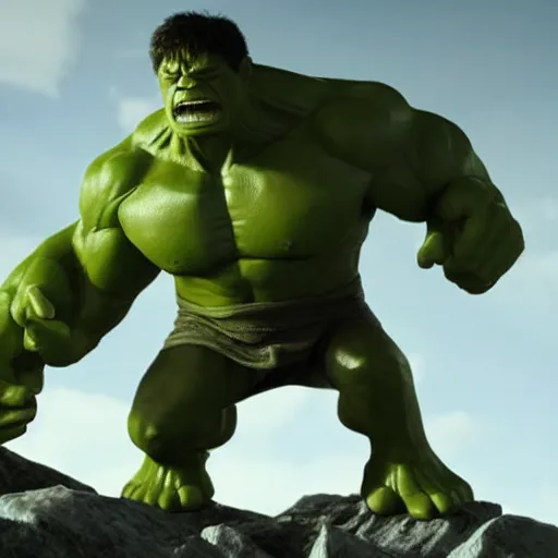 Image similar to the hulk starring as gandalf in lord of the rings, claymation, 8 k, hyperdetalied, cgsociety