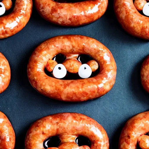Prompt: a face made of sausages, melting
