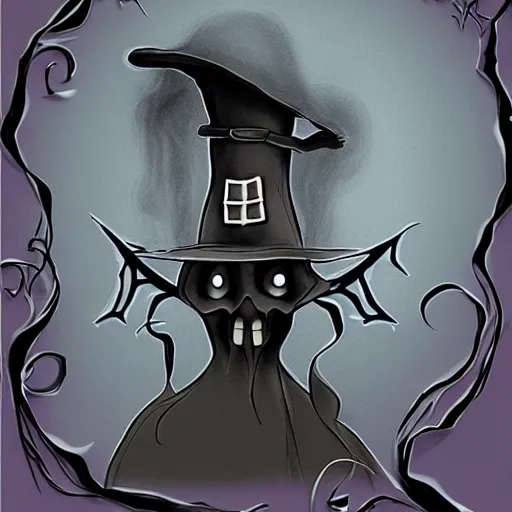 Image similar to spooky wicher hat hallowen, digital art