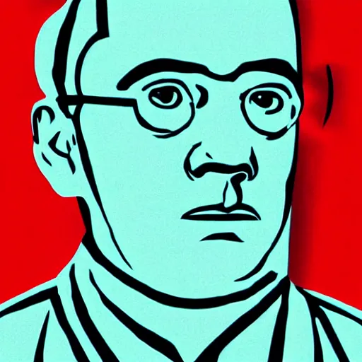 Image similar to minimalist soviet propaganda of sheldon cooper standing with folded arms, by le corbusier and diego rivera