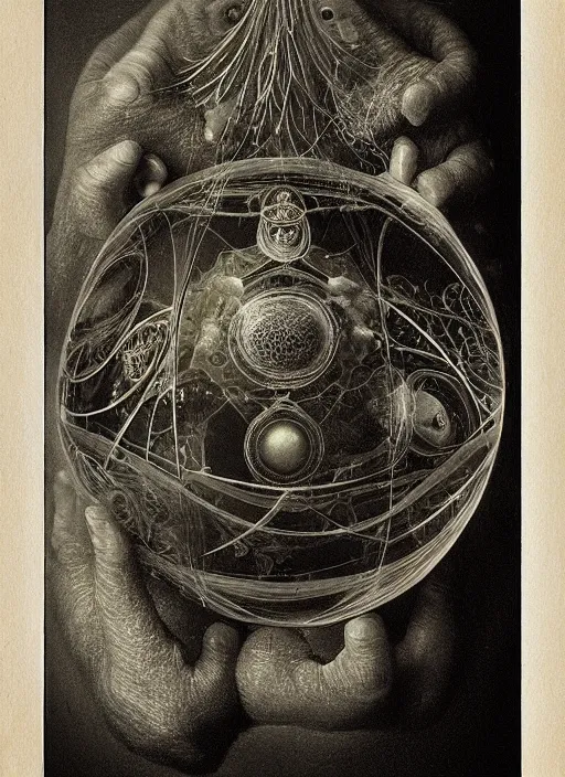 Image similar to old wetplate daguerreotype birth of artificial futuristic embryo life, fractal, intricate, elegant, highly detailed, parallax, leica, medium format, subsurface scattering, by jheronimus bosch and greg rutkowski and louis jacques mande daguerre