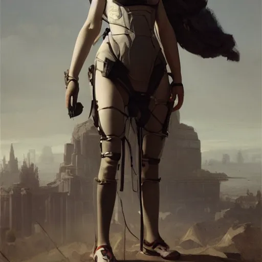 Image similar to splendid tall ingres slavian comtessa cyborg, greg rutkowski