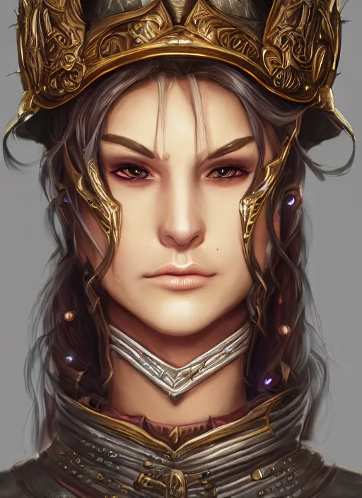 Prompt: a higly detailed airbrush portrait of a fantasy character, fantasy portrait, pinterest, baldur's gate, dynamic lighting, ambient lighting, deviantart, dndbeyond, dnd character portrait, fullsize, hires, 8 k 3 d