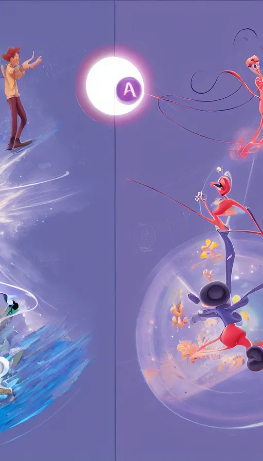 Image similar to the two complementary forces that make up all aspects and phenomena of life, by Disney Concept Artists