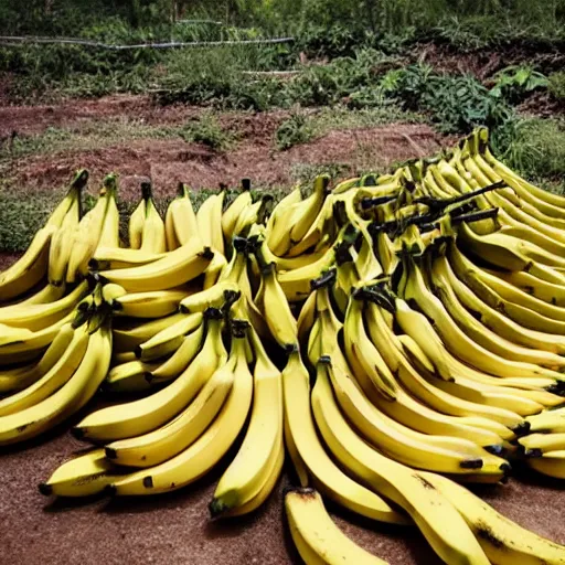 Prompt: bananas. bananas everywhere. they are falling everywhere. the ground is bananas.