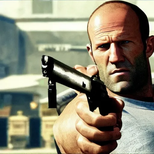 Prompt: film still of jason statham in grand theft auto ( 2 0 2 3 )