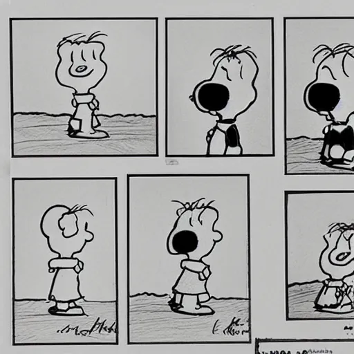 Image similar to original sketches by Charles Schulz, flawlessly preserved