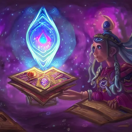 Image similar to luminous magical paper scroll floating in the air, fantasy digital art, in the style of hearthstone artwork