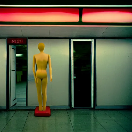 Prompt: cinestill 5 0 d photograph of the inside of an empty convenience store, liminal space, lonely, mannequins, 3 5 mm, raw, unedited, cinema 4 d, cinematic