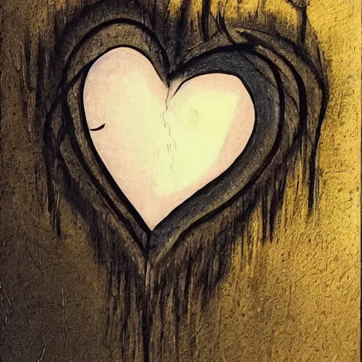 Image similar to heart broken in two, sadness, dark ambiance