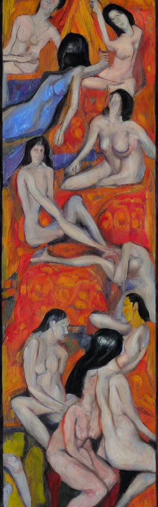 Prompt: bodies in an harem, painting, abstract,vivid