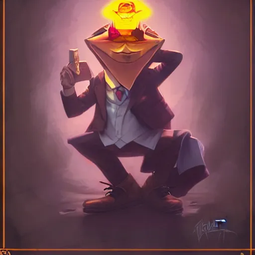 Prompt: bill cipher from gravity falls by ross tran, artgerm, marc simonetti, gil elvgren