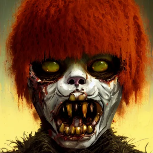 Image similar to color head portrait of ginger cat as a zombie, 7 days to die zombie, gritty background, fine art, award winning, intricate, elegant, sharp focus, cinematic lighting, digital painting, 8 k concept art, art by michael hussar, art by brom, art by guweiz and z. w. gu, 8 k