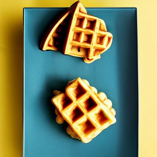 Image similar to deconstructed waffle, michelin star, minimalist, delicious, sophisticated,