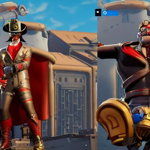 Image similar to steampunk superman in fortnite game